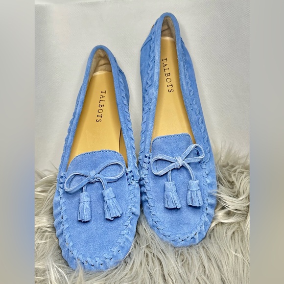 8M Blue Suede Women's Talbot Moccasins - Picture 2 of 4
